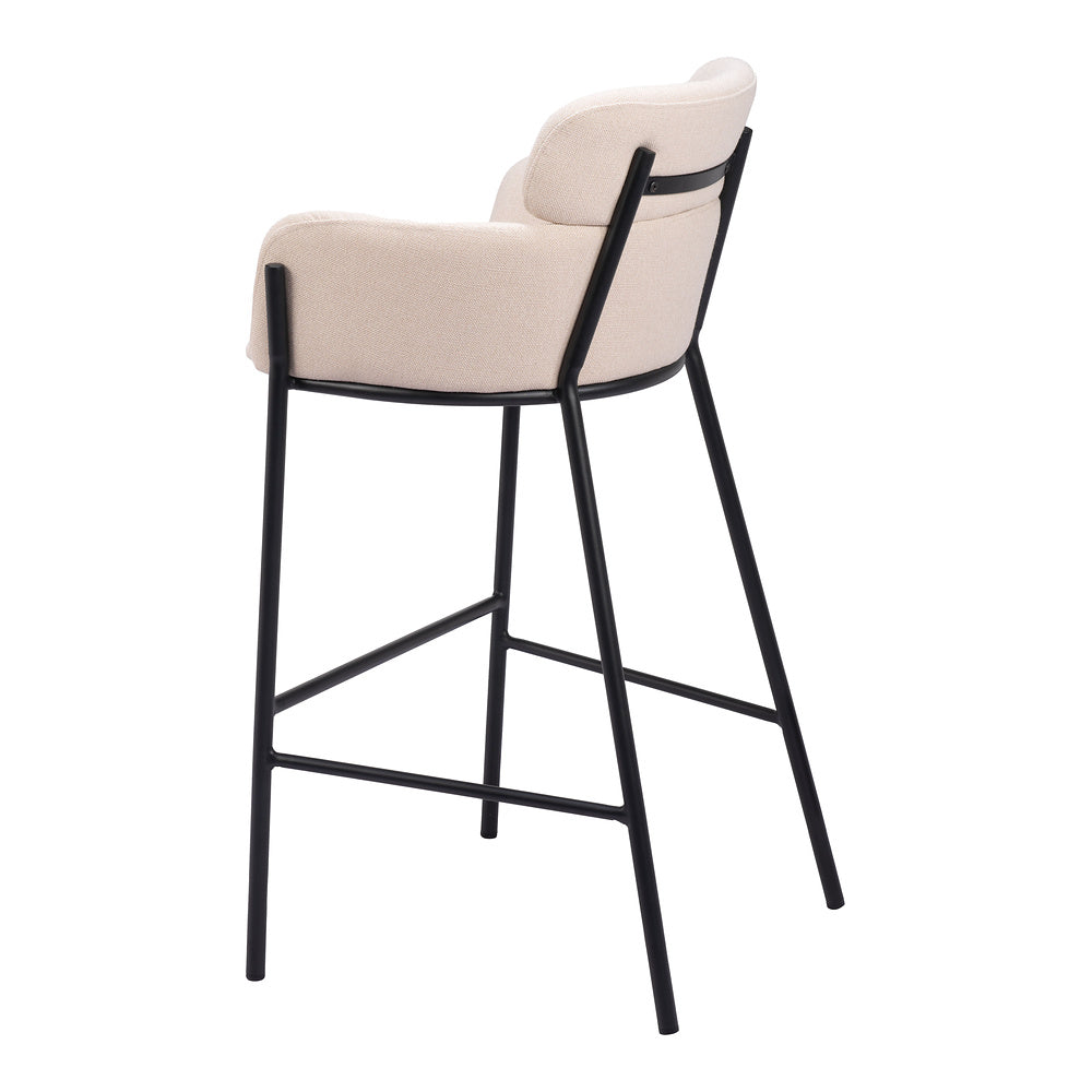 Banco Alto para Restaurante - ZUO BREMOR - Beige - Asiento y Respaldo Tapizados