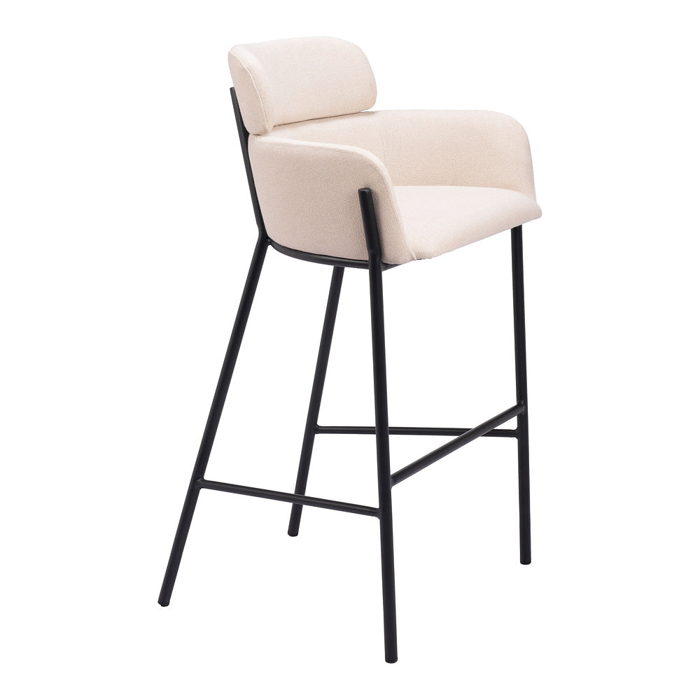 Banco Alto para Restaurante - ZUO BREMOR - Beige - Asiento y Respaldo Tapizados