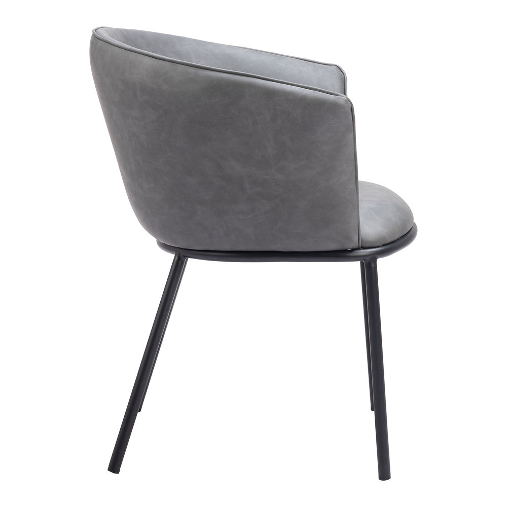 Silla Comercial para Comedor de Empresa - ZUO GARSTON - Varios Colores - Asiento y Respaldo Tapizados en Piel Sintética - Gris