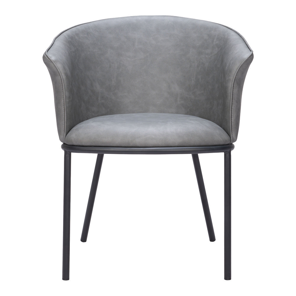 Silla Comercial para Comedor de Empresa - ZUO GARSTON - Varios Colores - Asiento y Respaldo Tapizados en Piel Sintética - Gris