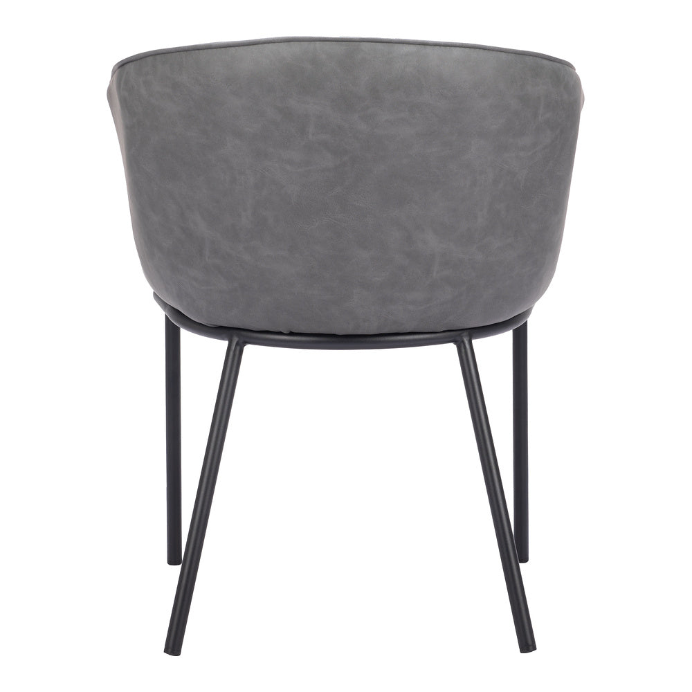 Silla Comercial para Comedor de Empresa - ZUO GARSTON - Varios Colores - Asiento y Respaldo Tapizados en Piel Sintética - Gris