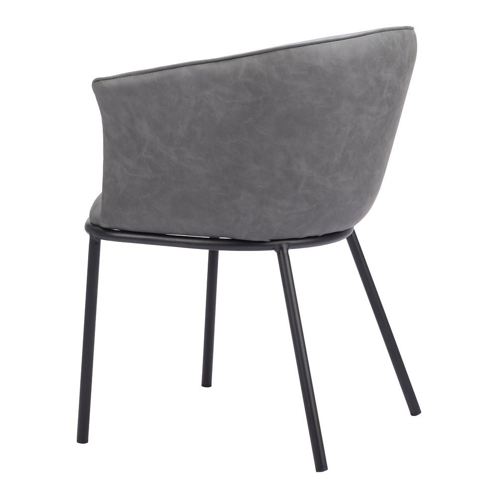 Silla Comercial para Comedor de Empresa - ZUO GARSTON - Varios Colores - Asiento y Respaldo Tapizados en Piel Sintética - Gris