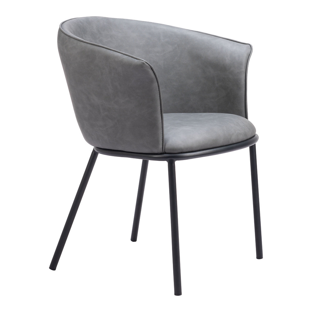 Silla Comercial para Comedor de Empresa - ZUO GARSTON - Varios Colores - Asiento y Respaldo Tapizados en Piel Sintética - Gris