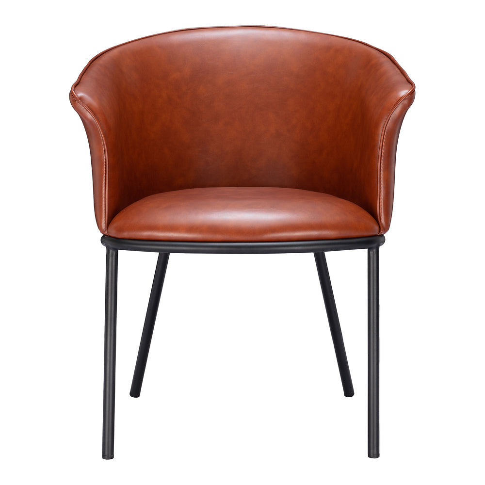 Silla Comercial para Comedor de Empresa - ZUO GARSTON - Varios Colores - Asiento y Respaldo Tapizados en Piel Sintética - Café