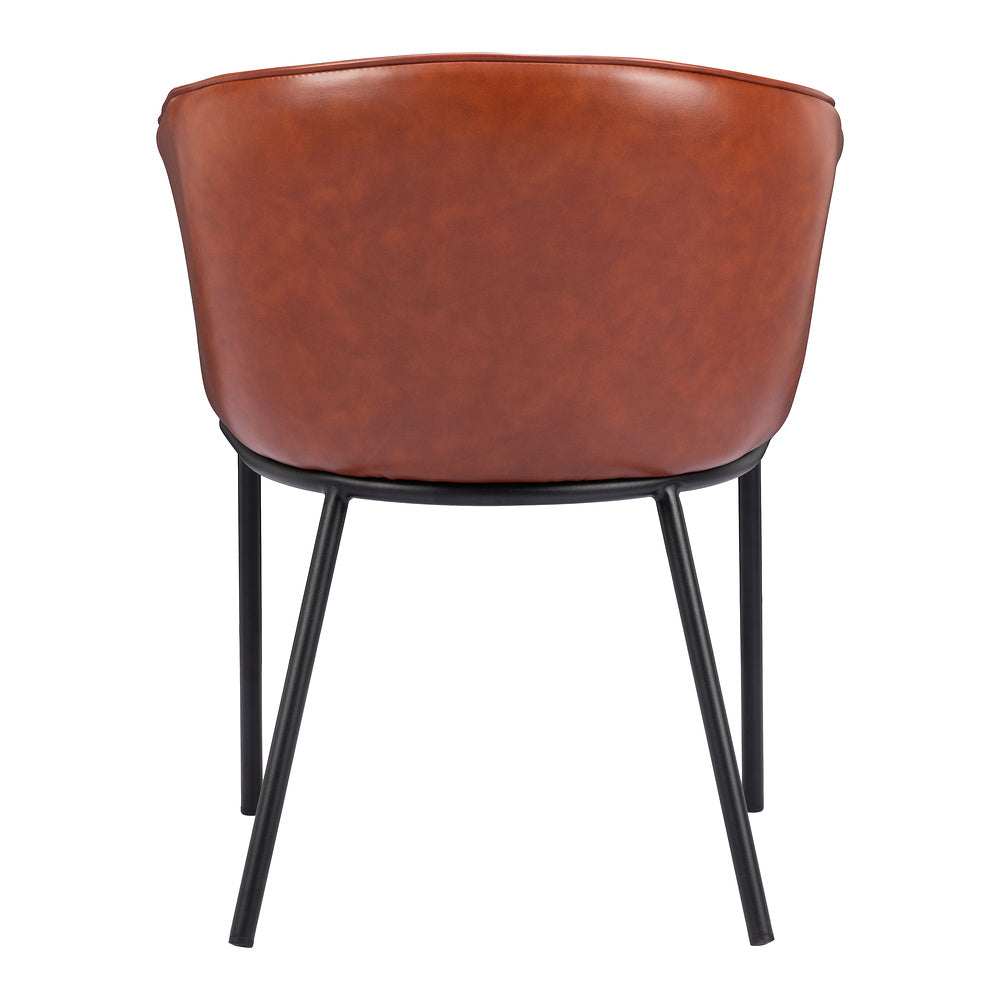 Silla Comercial para Comedor de Empresa - ZUO GARSTON - Varios Colores - Asiento y Respaldo Tapizados en Piel Sintética - Café