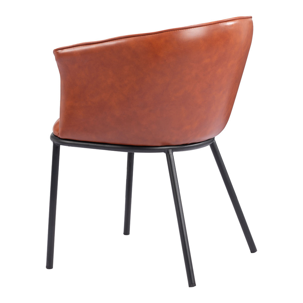 Silla Comercial para Comedor de Empresa - ZUO GARSTON - Varios Colores - Asiento y Respaldo Tapizados en Piel Sintética - Café