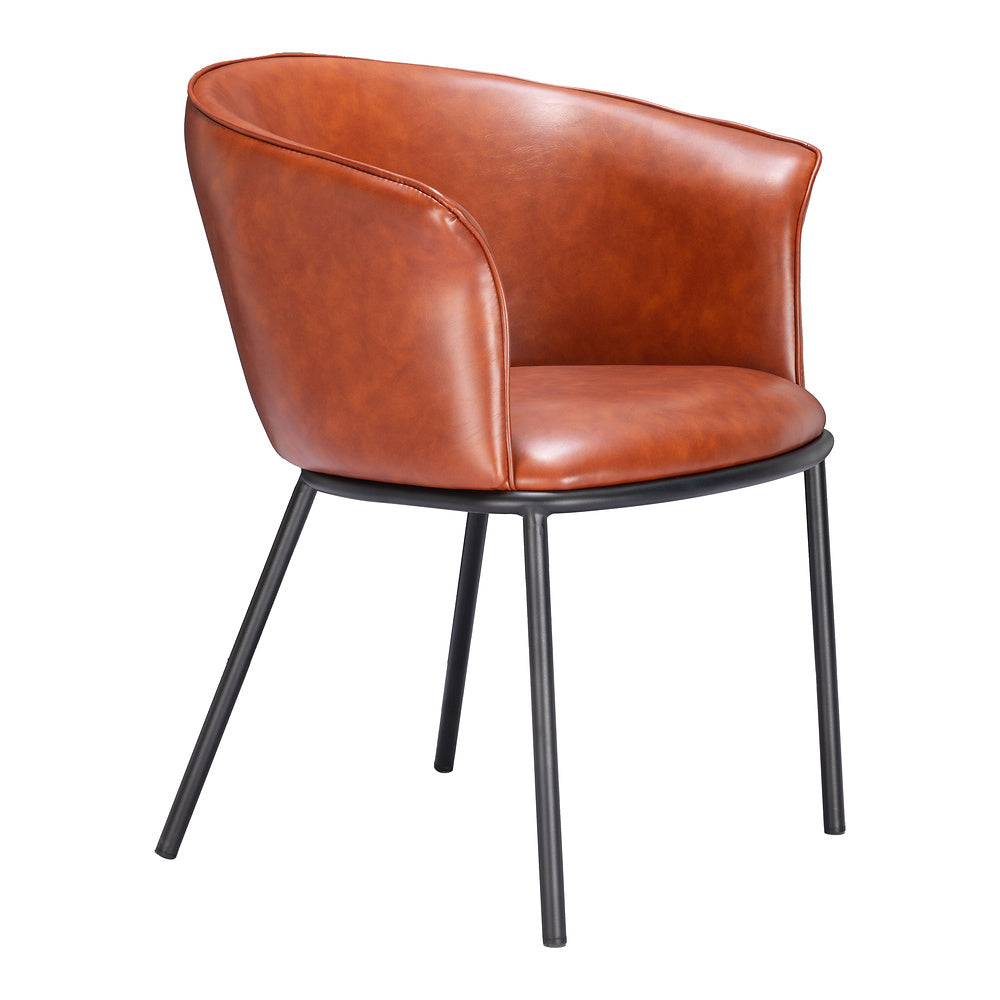 Silla Comercial para Comedor de Empresa - ZUO GARSTON - Varios Colores - Asiento y Respaldo Tapizados en Piel Sintética - Café