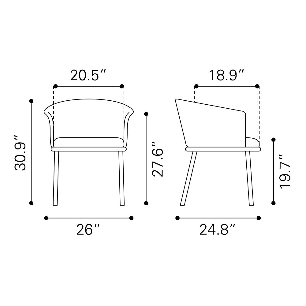 Silla Comercial para Comedor de Empresa - ZUO GARSTON - Varios Colores - Asiento y Respaldo Tapizados en Piel Sintética - Café