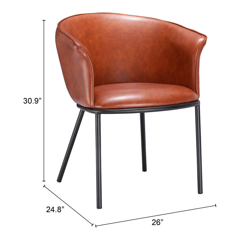Silla Comercial para Comedor de Empresa - ZUO GARSTON - Varios Colores - Asiento y Respaldo Tapizados en Piel Sintética - Café