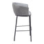 Banco Alto para Bar y Barra - ZUO GARSTON - Varios Colores - Asiento y Respaldo Tapizados en Piel Sintética - Gris