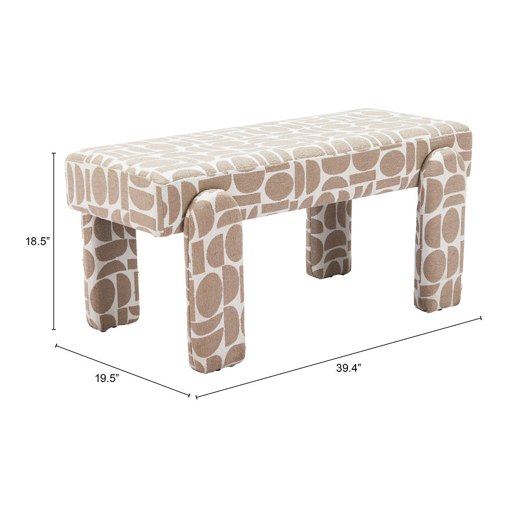 Banca para Comedor de Empresa 2 Plazas - ZUO BLATO - Multicolor - Asiento y Respaldo Tapizados en Tejido Texturizado