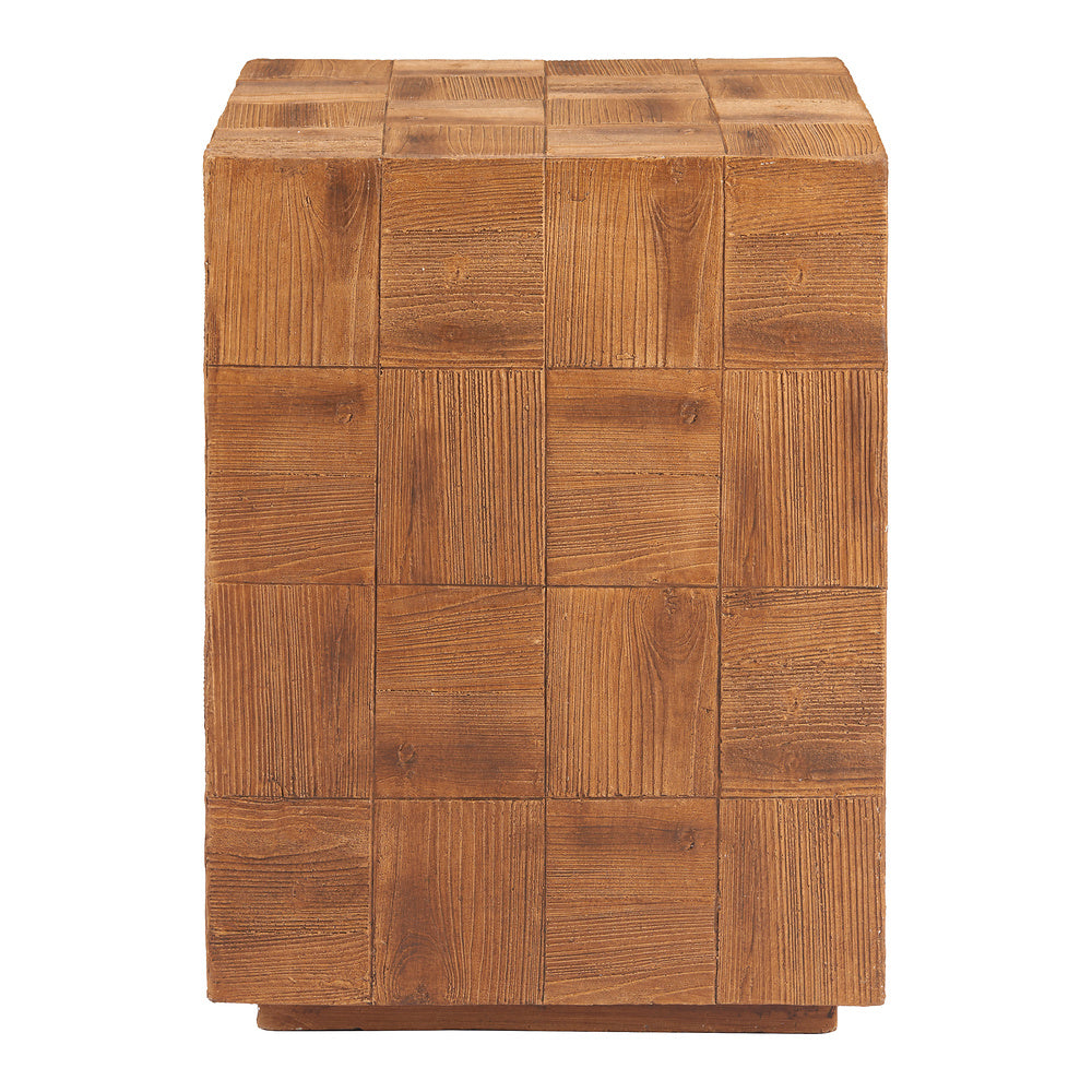 Mesa Auxiliar para Coworking - ZUO CETKA - Natural - Cubierta de Metal Símil Madera y Estructura de Metal