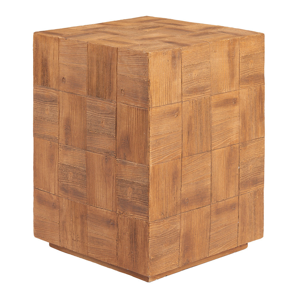 Mesa Auxiliar para Coworking - ZUO CETKA - Natural - Cubierta de Metal Símil Madera y Estructura de Metal