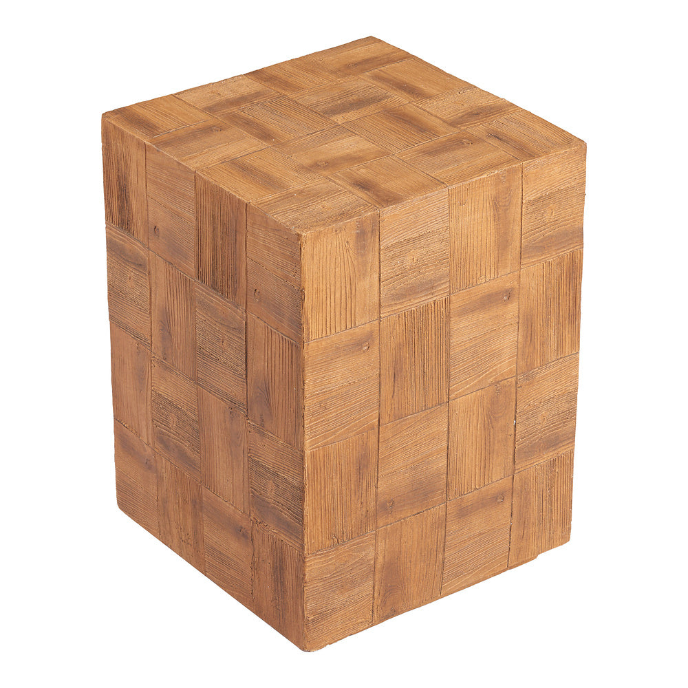 Mesa Auxiliar para Coworking - ZUO CETKA - Natural - Cubierta de Metal Símil Madera y Estructura de Metal