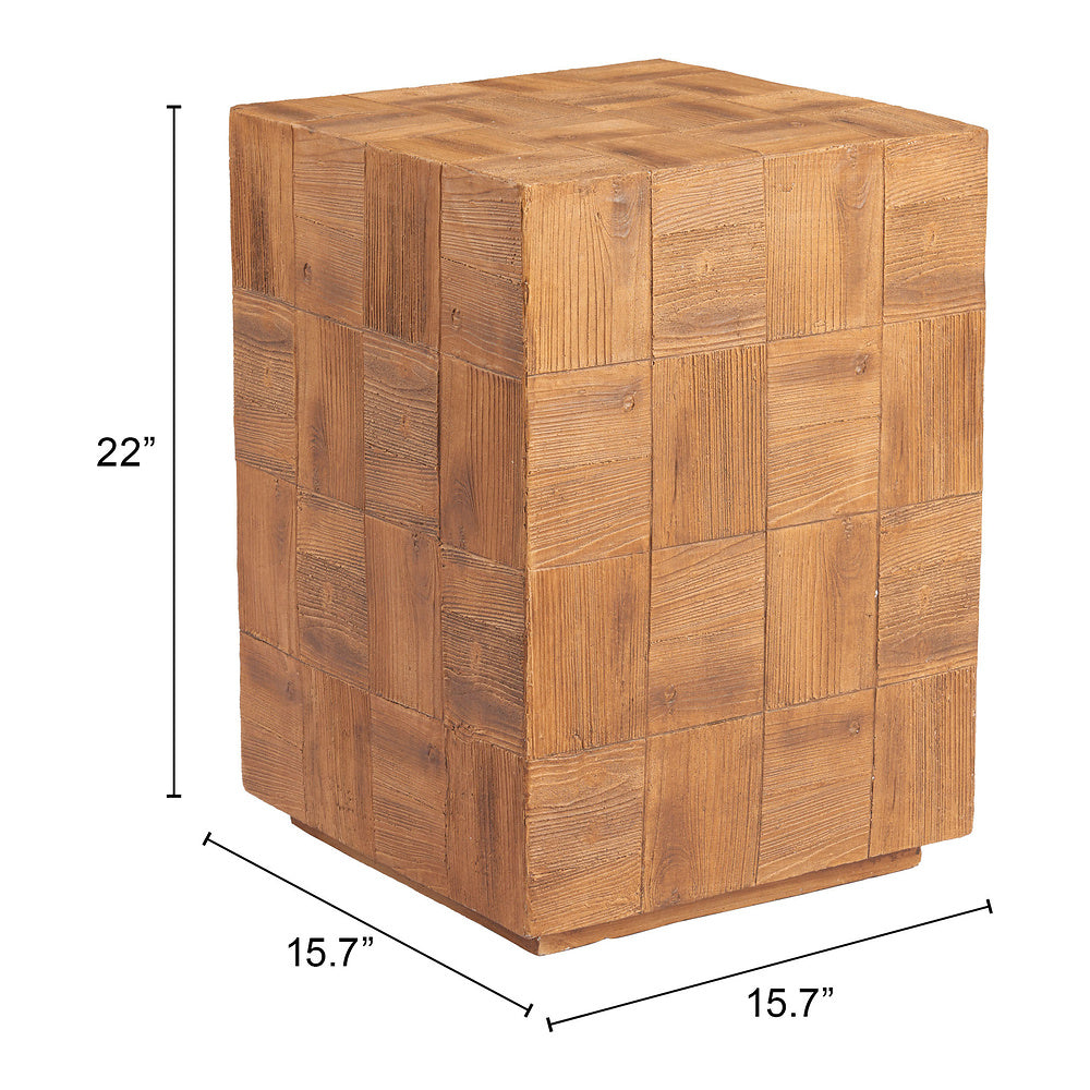 Mesa Auxiliar para Coworking - ZUO CETKA - Natural - Cubierta de Metal Símil Madera y Estructura de Metal