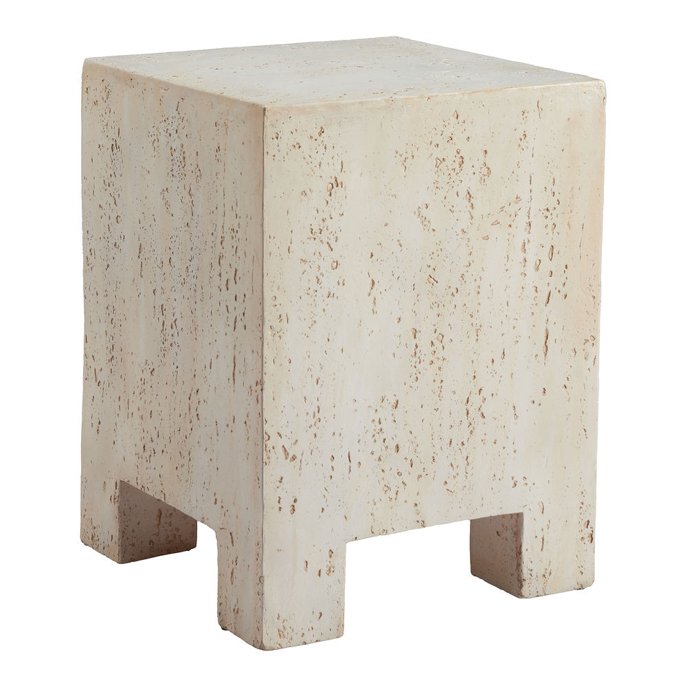 Mesa Auxiliar para Área de Descanso - ZUO KITARA - Beige - Cubierta de Óxido de Magnesio Símil Piedra y Estructura de Óxido de Magnesio