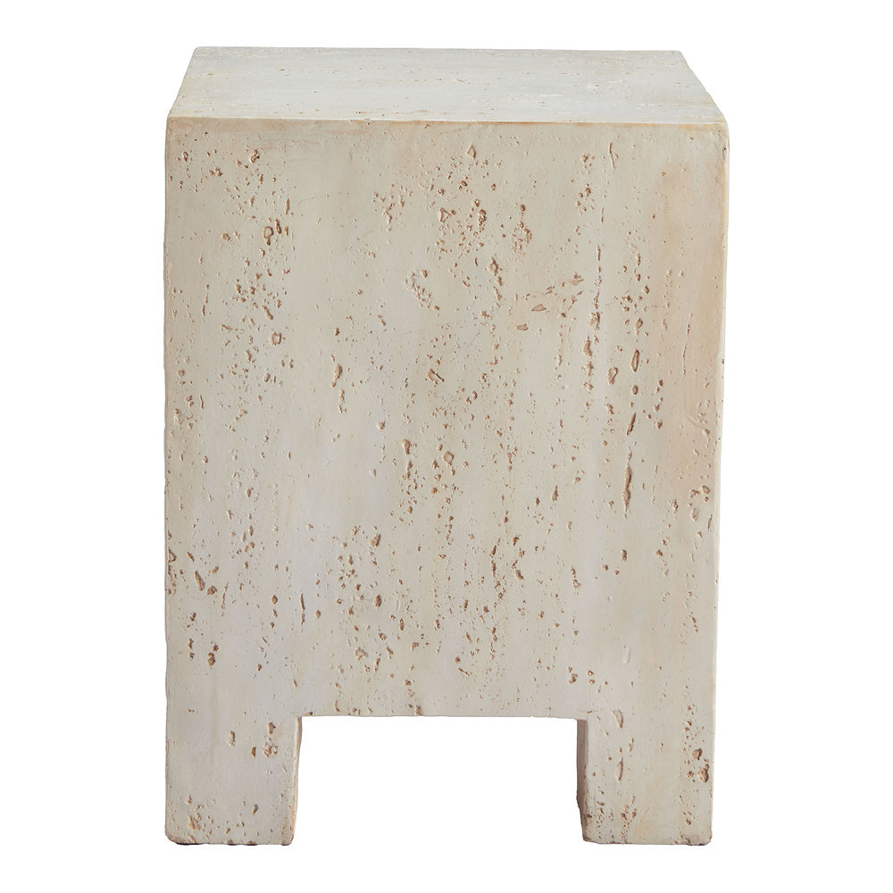 Mesa Auxiliar para Área de Descanso - ZUO KITARA - Beige - Cubierta de Óxido de Magnesio Símil Piedra y Estructura de Óxido de Magnesio