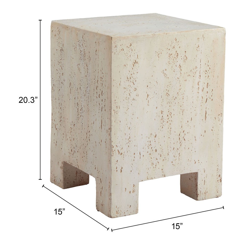 Mesa Auxiliar para Área de Descanso - ZUO KITARA - Beige - Cubierta de Óxido de Magnesio Símil Piedra y Estructura de Óxido de Magnesio