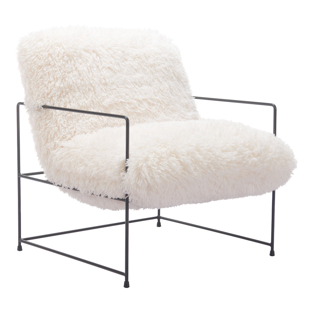Sillón Ocasional para Área de Descanso - ZUO PELUT - Blanco - Asiento y Respaldo Tapizados