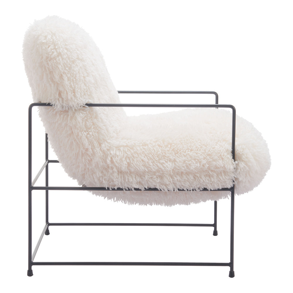Sillón Ocasional para Área de Descanso - ZUO PELUT - Blanco - Asiento y Respaldo Tapizados