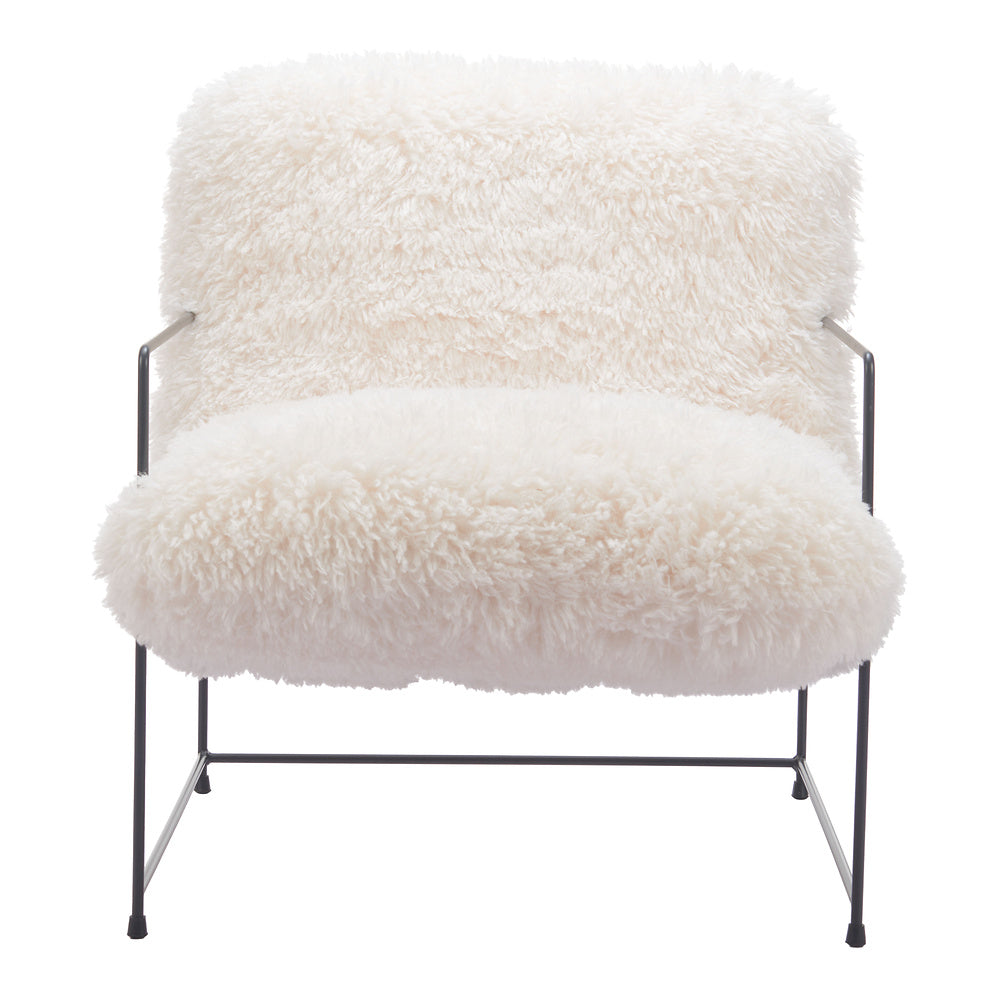 Sillón Ocasional para Área de Descanso - ZUO PELUT - Blanco - Asiento y Respaldo Tapizados