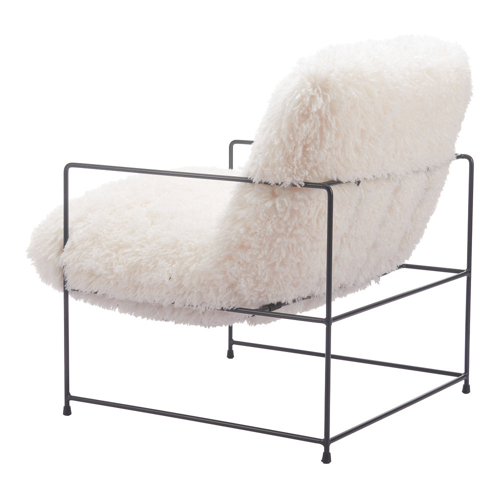 Sillón Ocasional para Área de Descanso - ZUO PELUT - Blanco - Asiento y Respaldo Tapizados