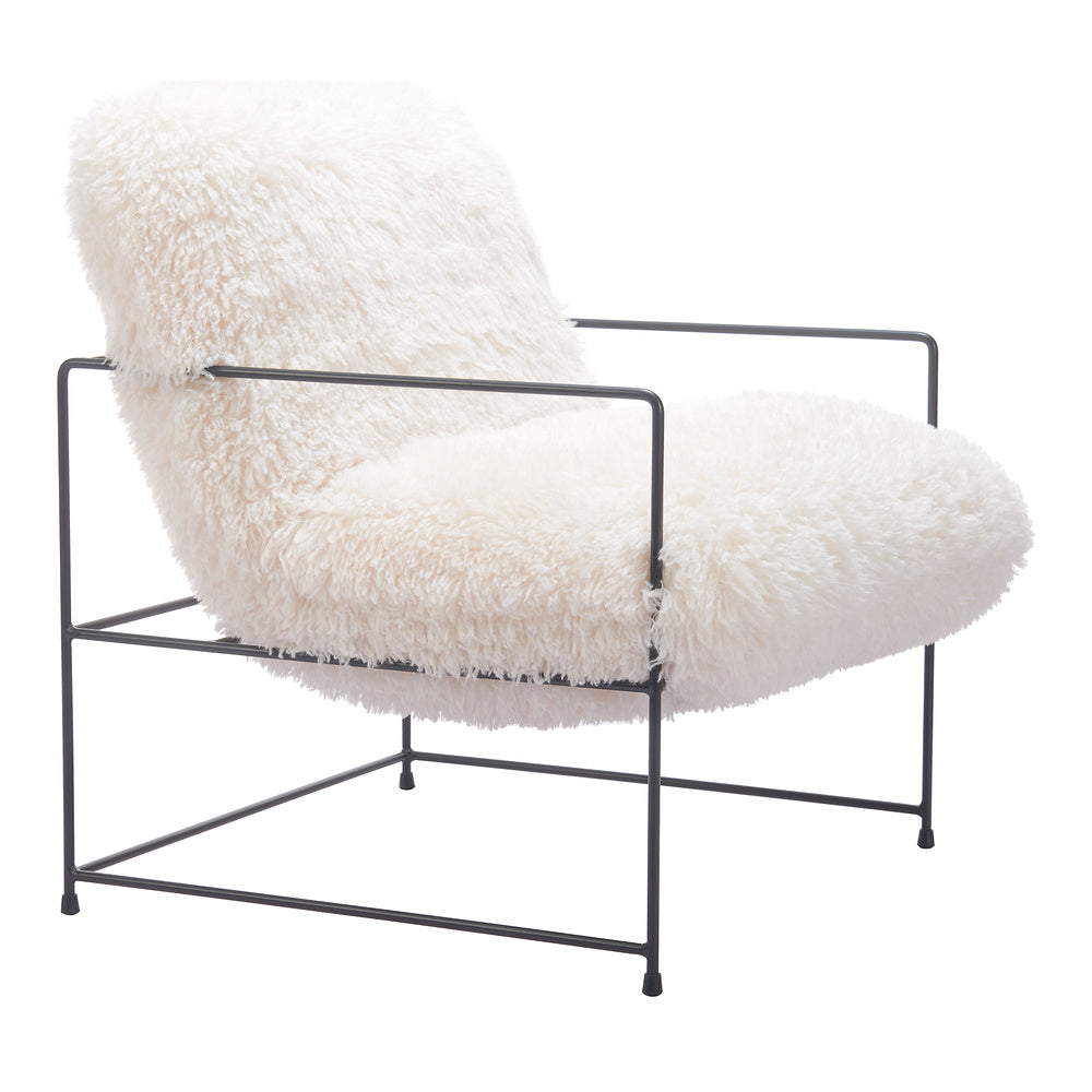 Sillón Ocasional para Área de Descanso - ZUO PELUT - Blanco - Asiento y Respaldo Tapizados