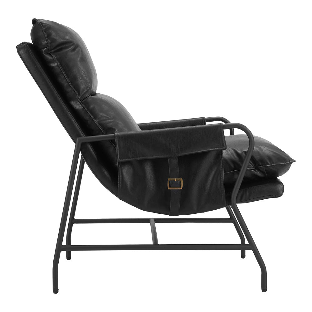 Sillón Ocasional para Coworking - ZUO HALAUS - Negro - Asiento y Respaldo Tapizados en Piel Sintética
