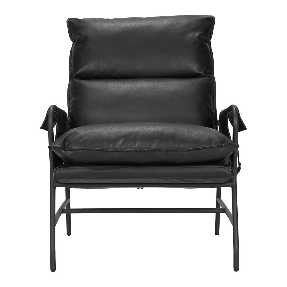 Sillón Ocasional para Coworking - ZUO HALAUS - Negro - Asiento y Respaldo Tapizados en Piel Sintética