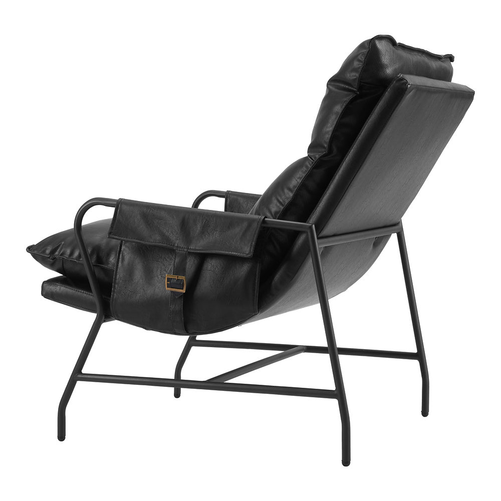 Sillón Ocasional para Coworking - ZUO HALAUS - Negro - Asiento y Respaldo Tapizados en Piel Sintética
