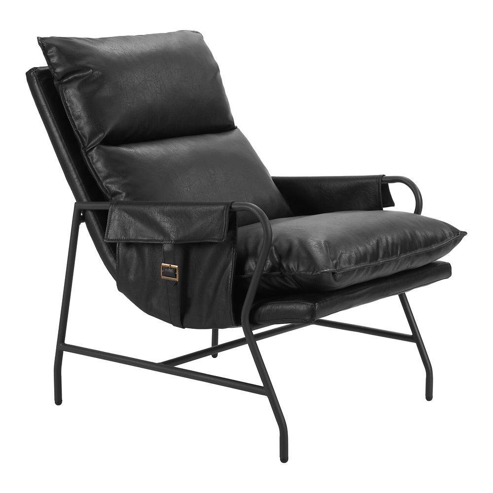 Sillón Ocasional para Coworking - ZUO HALAUS - Negro - Asiento y Respaldo Tapizados en Piel Sintética