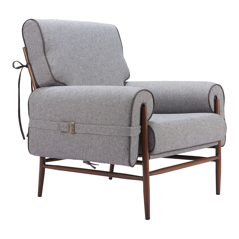 Sillón Ocasional para Salón de Belleza - ZUO KLEM - Gris - Asiento y Respaldo Tapizados en Tejido Texturizado