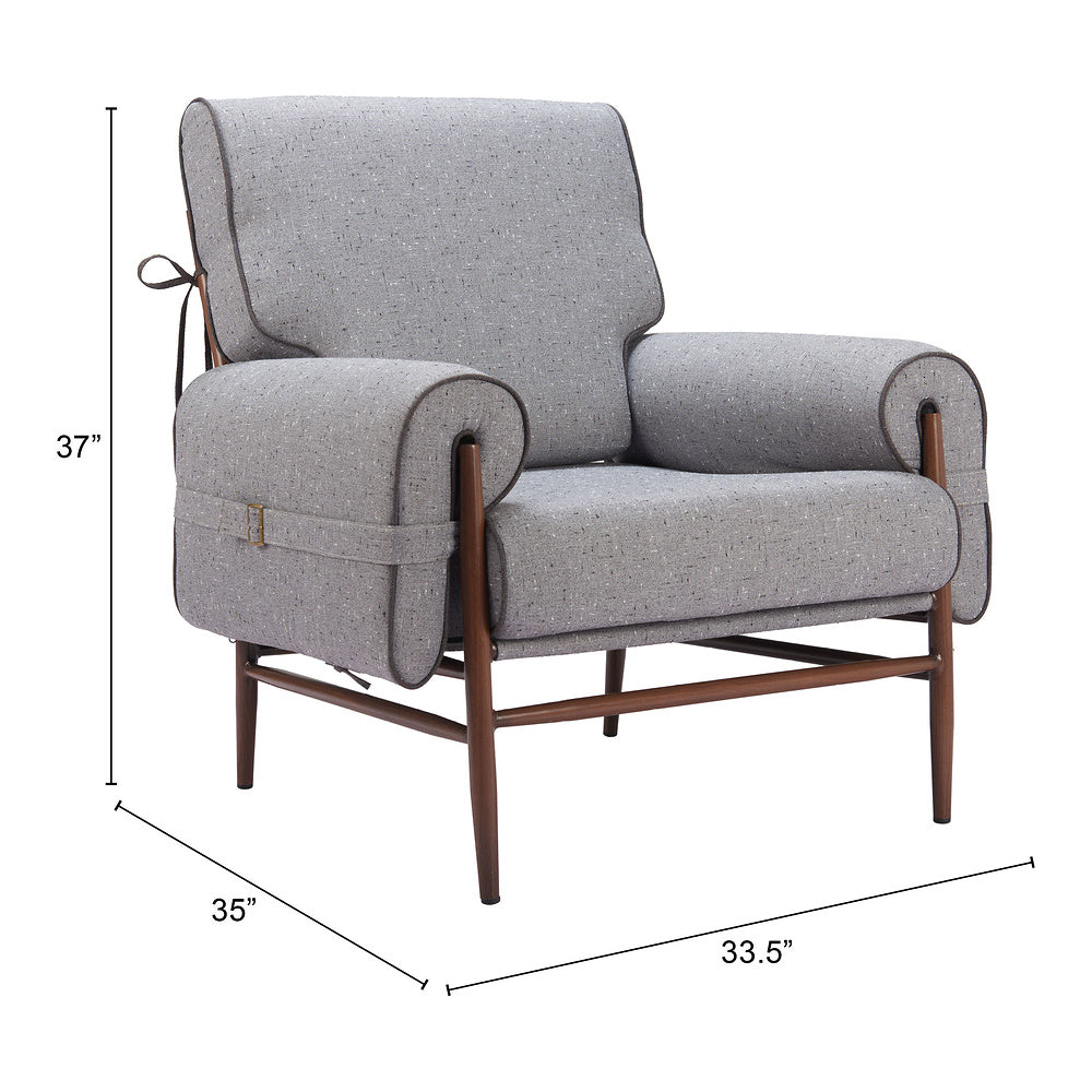 Sillón Ocasional para Salón de Belleza - ZUO KLEM - Gris - Asiento y Respaldo Tapizados en Tejido Texturizado