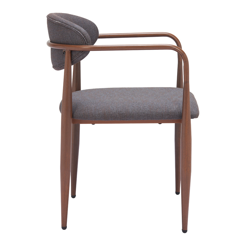 Silla Comercial para Comedor de Empresa - ZUO ZENS - Gris Trufa - Asiento y Respaldo Tapizados en Tejido Texturizado