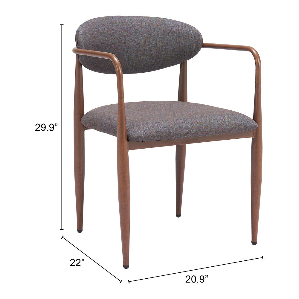Silla Comercial para Comedor de Empresa - ZUO ZENS - Gris Trufa - Asiento y Respaldo Tapizados en Tejido Texturizado