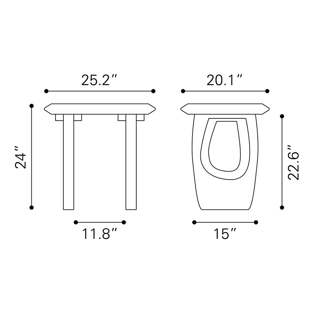 Mesa Decorativa para Consultorio - ZUO ARASAN - Negro - Cubierta de Madera de Acacia Pintada y Estructura de Madera de Acacia