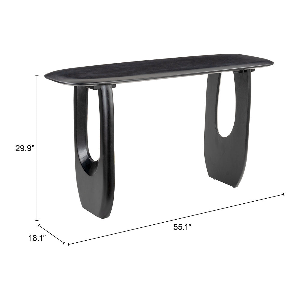 Mesa Consola para Coworking - ZUO ARASAN - Negro - Cubierta de Madera de Acacia Pintada y Estructura de Madera de Acacia