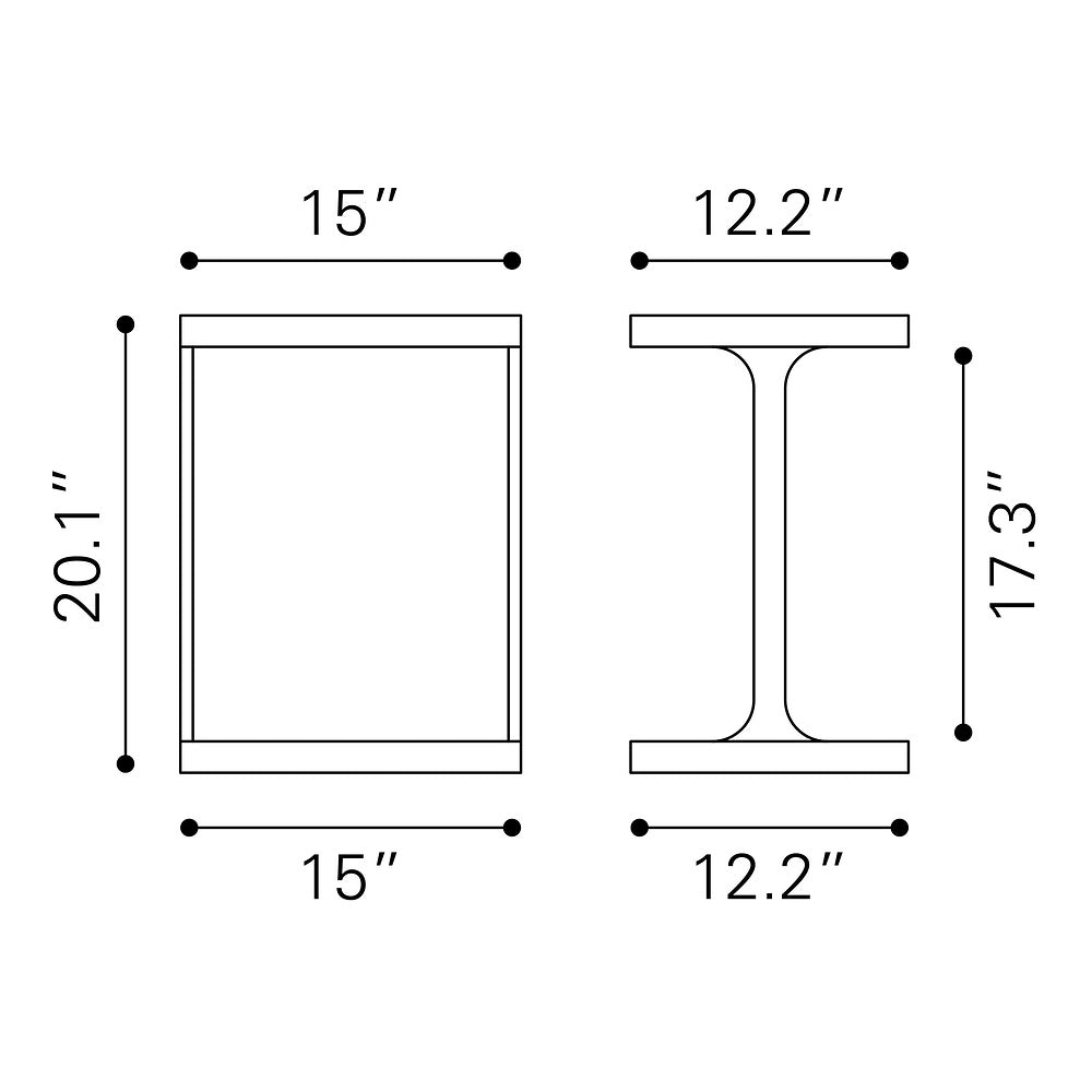 Mesa Auxiliar para Consultorio - ZUO BAMA - Negro - Cubierta de Madera de Mango Pintada y Estructura de Madera de Mango