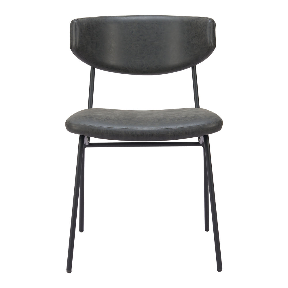 Silla Comercial para Food Court - ZUO CHARON - Varios Colores - Asiento y Respaldo Tapizados en Piel Sintética - Negro Vintage
