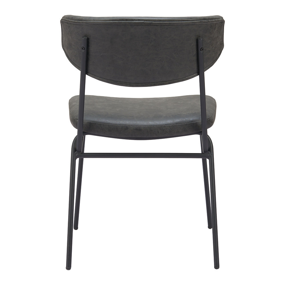 Silla Comercial para Food Court - ZUO CHARON - Varios Colores - Asiento y Respaldo Tapizados en Piel Sintética - Negro Vintage