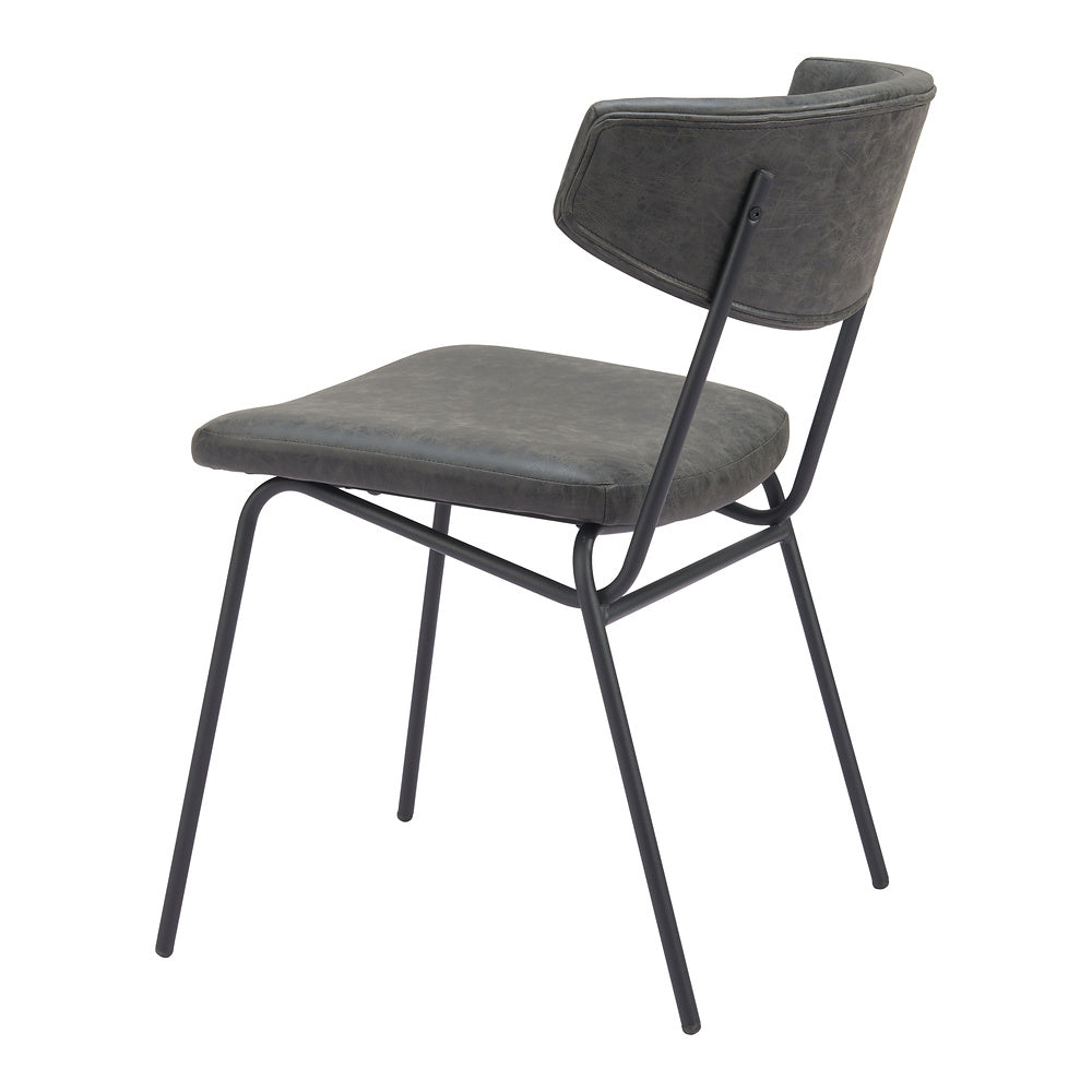 Silla Comercial para Food Court - ZUO CHARON - Varios Colores - Asiento y Respaldo Tapizados en Piel Sintética - Negro Vintage
