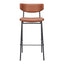 Banco Alto para Cantina - ZUO CHARON - Varios Colores - Asiento y Respaldo Tapizados en Piel Sintética - Vintage Café