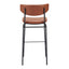 Banco Alto para Cantina - ZUO CHARON - Varios Colores - Asiento y Respaldo Tapizados en Piel Sintética - Vintage Café