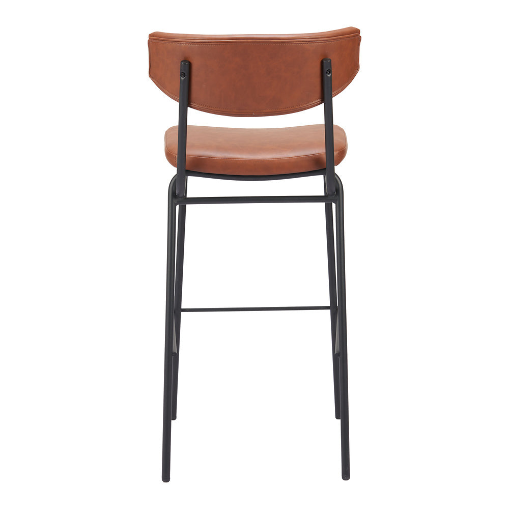 Banco Alto para Cantina - ZUO CHARON - Varios Colores - Asiento y Respaldo Tapizados en Piel Sintética - Vintage Café
