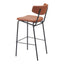 Banco Alto para Cantina - ZUO CHARON - Varios Colores - Asiento y Respaldo Tapizados en Piel Sintética - Vintage Café