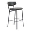 Banco Alto para Cantina - ZUO CHARON - Varios Colores - Asiento y Respaldo Tapizados en Piel Sintética - Negro Vintage