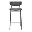 Banco Alto para Cantina - ZUO CHARON - Varios Colores - Asiento y Respaldo Tapizados en Piel Sintética - Negro Vintage