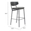 Banco Alto para Cantina - ZUO CHARON - Varios Colores - Asiento y Respaldo Tapizados en Piel Sintética - Negro Vintage
