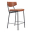 Banco Mostrador para Pub - ZUO CHARON - Varios Colores - Asiento y Respaldo Tapizados en Piel Sintética - Vintage Café