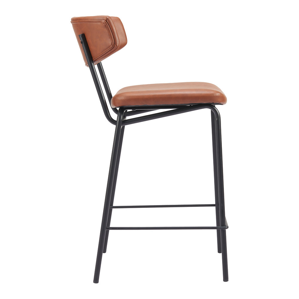 Banco Mostrador para Pub - ZUO CHARON - Varios Colores - Asiento y Respaldo Tapizados en Piel Sintética - Vintage Café